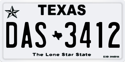 TX license plate DAS3412