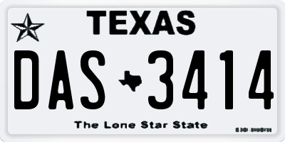 TX license plate DAS3414