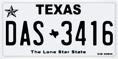 TX license plate DAS3416
