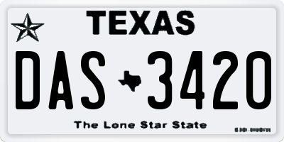 TX license plate DAS3420