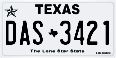 TX license plate DAS3421