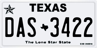 TX license plate DAS3422