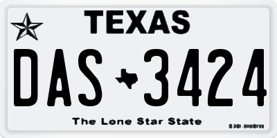 TX license plate DAS3424