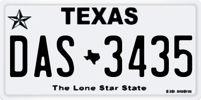 TX license plate DAS3435