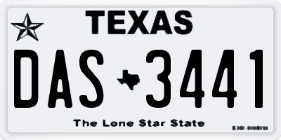 TX license plate DAS3441