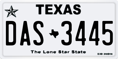TX license plate DAS3445