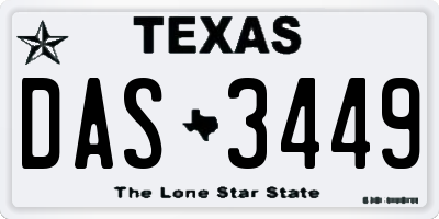 TX license plate DAS3449