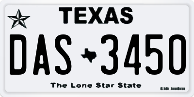 TX license plate DAS3450