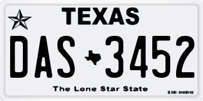 TX license plate DAS3452