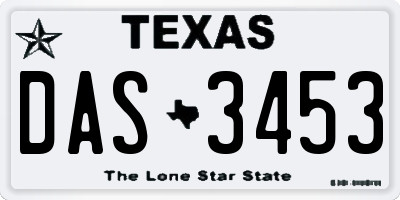 TX license plate DAS3453