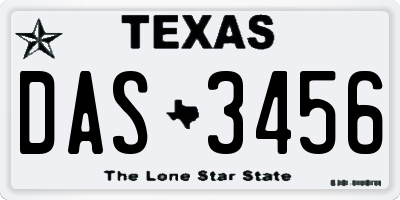 TX license plate DAS3456