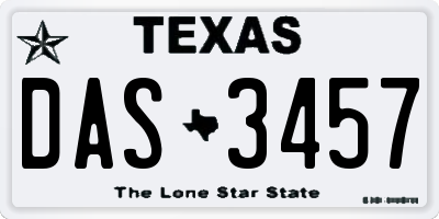 TX license plate DAS3457