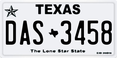 TX license plate DAS3458