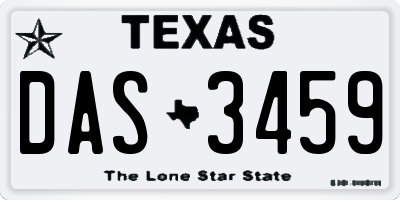 TX license plate DAS3459