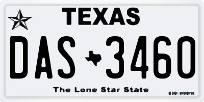TX license plate DAS3460