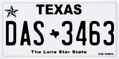 TX license plate DAS3463