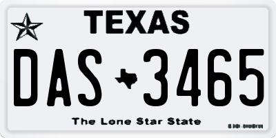 TX license plate DAS3465