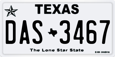 TX license plate DAS3467