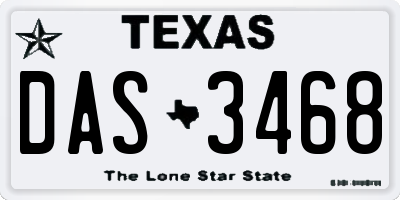 TX license plate DAS3468
