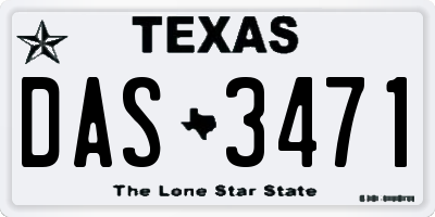 TX license plate DAS3471