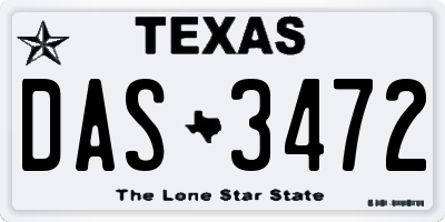 TX license plate DAS3472