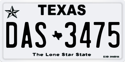 TX license plate DAS3475