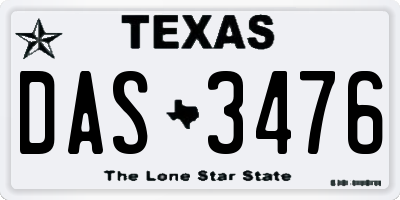 TX license plate DAS3476