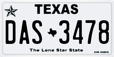 TX license plate DAS3478