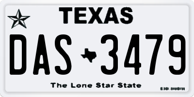 TX license plate DAS3479