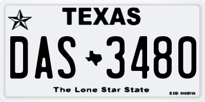 TX license plate DAS3480