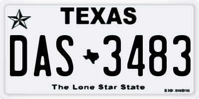 TX license plate DAS3483