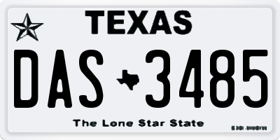 TX license plate DAS3485