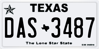 TX license plate DAS3487