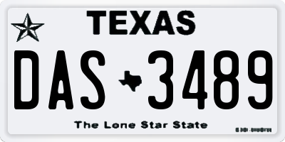 TX license plate DAS3489