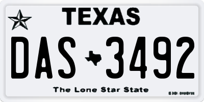 TX license plate DAS3492