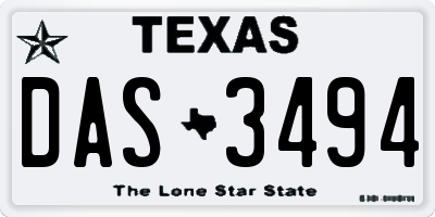 TX license plate DAS3494