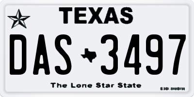 TX license plate DAS3497