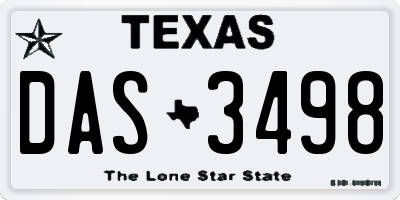 TX license plate DAS3498