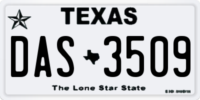 TX license plate DAS3509