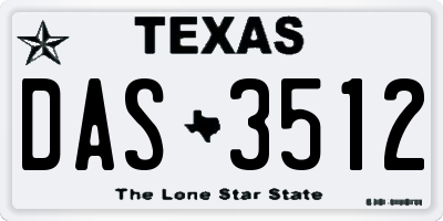 TX license plate DAS3512