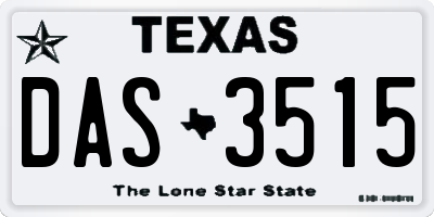 TX license plate DAS3515