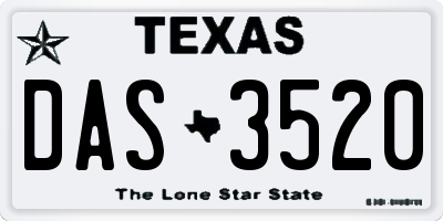 TX license plate DAS3520