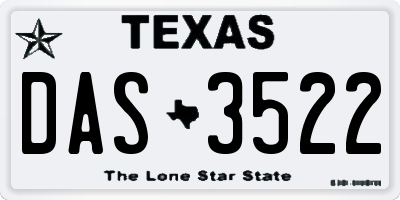 TX license plate DAS3522