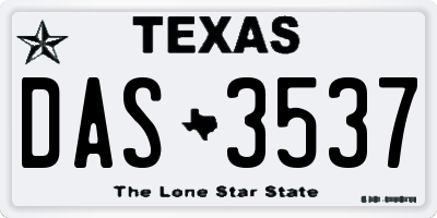 TX license plate DAS3537