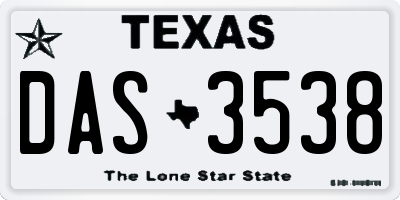 TX license plate DAS3538
