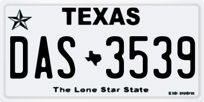 TX license plate DAS3539