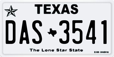 TX license plate DAS3541
