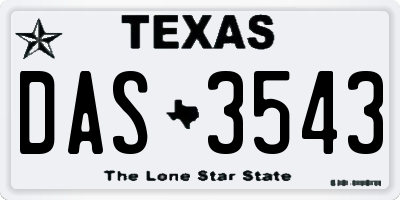 TX license plate DAS3543