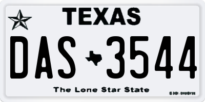 TX license plate DAS3544