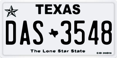 TX license plate DAS3548